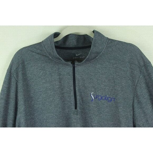 Nike Dri-Fit Shirt Quarter Zip Gray Surgalign Branded Long Sleeve Mens XXL 2XL - Picture 2 of 8